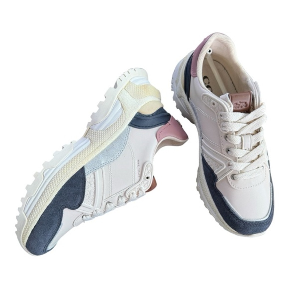 Coach Chalk Dusty Rose C143 GLT LTR Leather Sneakers 5.5 Designer Luxury NIB - Picture 2 of 15
